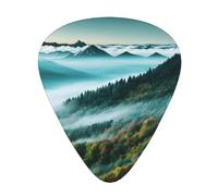 Confezione da 12 plettri per chitarra, comodi da tenere in mano, con bordi lisci, tre spessori da abbinare alle stampe di paesaggio di Foggy Mountains