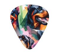 Confezione da 12 plettri per chitarra con acquerello, Doberman-Rottweiler, 3 spessori e scatola portaoggetti, plettri in ABS per basso elettrico