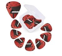Confezione da 12 plettri per chitarra con note musicali, 3 diversi spessori, in celluloide, con scatola portaoggetti, plettro personalizzato per chitarra acustica