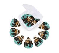 Confezione da 12 plettri per chitarra con scatola organizer a forma di gatti sdraiati sul pianoforte e basso, sottili, medi e pesanti, 3 diversi spessori, plettri in celluloide per chitarre acustiche
