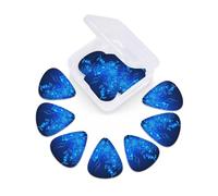 Confezione da 12 plettri per chitarra con scatola organizer blu note musicali plettri per basso sottili, medi e pesanti, 3 diversi spessori, plettri in celluloide per chitarre acustiche elettriche