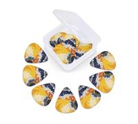 Confezione da 12 plettri per chitarra con scatola organizer con motivo vivace paesaggio marino plettri per basso sottili, medi e pesanti, 3 diversi spessori, plettri in celluloide per chitarre