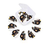 Confezione da 12 plettri per chitarra con scatola organizer per dischi in vinile e nastri, plettri per basso, sottili, medi e pesanti, 3 diversi spessori, plettri in celluloide per chitarre acustiche