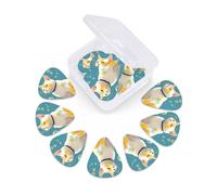 Confezione da 12 plettri per chitarra con scatola organizer per molte bolle e un plettro per basso gatto, sottili, medi e pesanti, 3 diversi spessori, plettri in celluloide per chitarre acustiche