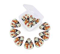 Confezione da 12 plettri per chitarra con scatola organizer, plettri per basso gallo e gallina, sottili, medi e pesanti, 3 diversi spessori, plettri in celluloide per chitarre acustiche elettriche