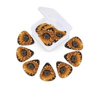 Confezione da 12 plettri per chitarra con scatola organizer scintillante girasole per basso, sottili, medi e pesanti, 3 diversi spessori, plettri in celluloide per chitarre acustiche elettriche