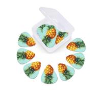 Confezione da 12 plettri per chitarra con scatola organizer Tropical Pineapple Bass Picks sottili, medi e pesanti, 3 diversi spessori, plettri in celluloide per chitarre acustiche elettriche, ukulele