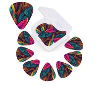 Confezione da 12 plettri per chitarra con scatola portaoggetti, 0,46 0,96 0,71 mm Include sottili, medi, pesanti, con motivo a foglie tropicali colorate e basso personalizzato