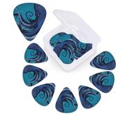 Confezione da 12 plettri per chitarra con scatola portaoggetti, 0,46 0,96 0,71 mm Include sottili, medi, pesanti, spessi, con illustrazione di tentacoli di polpo blu, basso personalizzato