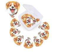 Confezione da 12 plettri per chitarra con scatola portaoggetti, 0,46 0,96 0,71 mm Include spessore sottile medio pesante Basso personalizzato con simpatico cane corgi