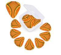 Confezione da 12 plettri per chitarra con scatola portaoggetti, 0,46 0,96 0,71 mm Include spessore sottile medio pesante Immagine con trama arancione Basso personalizzato