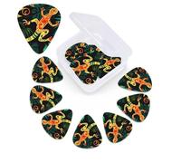 Confezione da 12 plettri per chitarra con scatola portaoggetti, 0,46 0,96 0,71 mm Include spessori sottili, medi, pesanti, geco e foglie tropicali, basso personalizzato