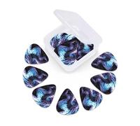 Confezione da 12 plettri per chitarra con scatola portaoggetti 3 diversi spessori viola drago viola luna plettri per basso elettrico acustico, regali di Natale include 0,46 mm, 0,71 mm, 0,96 mm