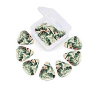 Confezione da 12 plettri per chitarra con scatola portaoggetti di 3 diversi spessori, plettri per chitarra a tema House in the Forest, per basso, elettrico, acustico, regali di Natale, include 0,46 mm