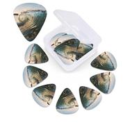 Confezione da 12 plettri per chitarra con stampa a onde d'acqua, con custodia, plettri per chitarra, 0,46 mm, 0,96 mm, 0,71 mm, accessori per chitarra per basso, chitarre acustiche elettriche e