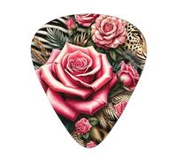 Confezione da 12 plettri per chitarra con stampa animali-leopardo-zebrata con 3 spessori e scatola portaoggetti, plettri in ABS per basso elettrico