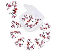 Confezione da 12 plettri per chitarra con stampa di fiori di ciliegio giapponese, con custodia per plettro, 0,46 mm, 0,96 mm, 0,71 mm, accessori per chitarra per basso, chitarre acustiche elettriche e