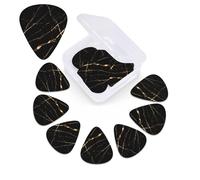 Confezione da 12 plettri per chitarra con stampa in marmo nero e oro rosa, con custodia per plettro, 0,46 mm, 0,96 mm, 0,71 mm, accessori per chitarra per basso, chitarre acustiche elettriche e