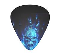 Confezione da 12 plettri per chitarra con teschio Blue Flame, include calibri sottili, medi e pesanti 3 misure per plettri per chitarra acustica elettrica