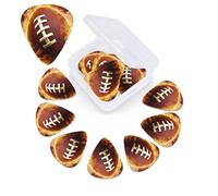 Confezione da 12 plettri per chitarra da football americano fiammeggiante con scatola portaoggetti, 3 plettri in celluloide di diverso spessore, con foto astratte, per chitarra acustica, elettrica