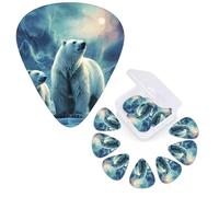 Confezione da 12 plettri per chitarra di 3 diversi spessori con scatola di immagazzinaggio Orsi polari aurora boreale plettri per chitarra medio sottili accessori per chitarra 4 pezzi 0,46 mm 4 pezzi