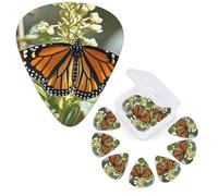 Confezione da 12 plettri per chitarra di 3 diversi spessori con scatola portaoggetti Monarch Butterflies plettri per chitarra sottili medi, accessori per chitarra 4 pezzi 0,46 mm, 4 pezzi 0,71 mm, 4