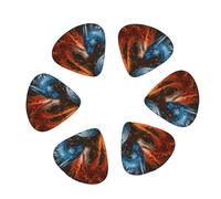Confezione da 12 plettri per chitarra elettrica e acustica, colore rosso e blu, con motivo Fire Dragon F, accessori per chitarra acustica, bassi e pesanti, con scatola portaoggetti