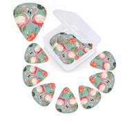 Confezione da 12 plettri per chitarra Flamingo Love Flowers con scatola organizer, 3 diversi spessori, inclusi plettri sottili, medi e pesanti.