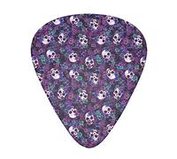 Confezione da 12 plettri per chitarra Flowers and Skulls, include calibri sottili, medi e pesanti 3 misure per plettri per chitarra acustica elettrica