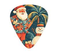 Confezione da 12 plettri per chitarra Hawaii-Christmas-Snowman-Santa con 3 spessori e scatola portaoggetti, plettri in ABS per basso elettrico