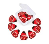 Confezione da 12 plettri rossi romantici di cuori per basso con scatola plettri sottili medi pesanti per chitarra acustica, elettrica, basso, ukulele, regalo per amanti della chitarra