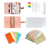 Confezione da 12 raccoglitori A6, budget, registro di viaggio, quaderno in pelle con chiusura ad anello, raccoglitore a 6 fori impermeabile e resistente con separatore a 5 colori