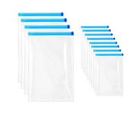 Confezione da 12 sacchetti arrotolabili a compressione, piccoli sacchetti sottovuoto, riutilizzabili, salvaspazio, sacchetti impermeabili per viaggi e casa, senza pompa necessaria (50 x 70 cm + 35 x