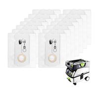 Confezione da 12 sacchetti per aspirapolvere, compatibili con Festool CT Mini/CT Midi/CT Midi I/CTC Mini/Midi/CT 15, prodotti dal 2019, sacchetti per la polvere ad alta capacità per aspirapolvere