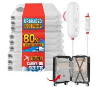 Confezione da 12 sacchetti sottovuoto con pompa elettrica USB, sacchetti sottovuoto per vestiti da viaggio salvaspazio per vestiti, coperte, accessori da viaggio, cuscini, piumoni, biancheria da letto