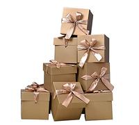 Confezione da 12 scatole regalo quadrate con coperchio, per festa del papà, lauree, matrimoni, compleanni e Natale (oro, 10,2 x 10,2 x 10,2 x 10,2 cm)