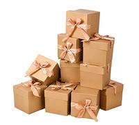 Confezione da 12 scatole regalo quadrate con coperchio, per festa del papà, lauree, matrimoni, compleanni e Natale (oro, 10,2 x 10,2 x 10,2 x 10,2 cm)