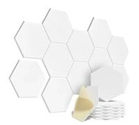 Confezione da 12 schiuma fonoassorbente autoadesiva con design a Y for assorbire il rumore ed eliminare gli echi Per studio, ufficio, trattamento(Basic Hexagon White)