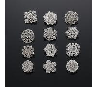 Confezione da 12 spille floriate di cristallo Clips per sciarpe Kit fibbia