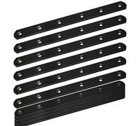 Confezione da 12 staffe dritte nere, 200 mm, staffe in metallo per staffe, piastre di giunzione resistenti per recinzioni in legno, librerie, armadi, staffe dritte per riparazione di piastre di