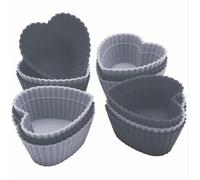 Confezione da 12 stampi per cupcake, a forma di cuore. Stampi in silicone. Pasticceria per innamorati. Muffings e Dolci. Stampi sagomati.