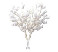 Confezione da 12 Steli di Bacche Bianche di Natale, Steli di Bacche Bianche Glassate di Neve da 9,4 Pollici, Bastoncini di Bacche Invernali Ornamenti per Albero di Natale per Ghirlande di(Bianco)