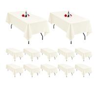 Confezione da 12 tovaglie color avorio, 153 x 260 cm, tovaglia rettangolare color avorio per tavoli da 1,8 m, tovaglia in poliestere lavabile, rettangolare, per matrimoni, banchetti