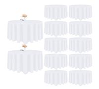 Confezione da 12 tovaglie rotonde bianche, 305 cm, resistenti alle macchie e alle pieghe, rotonde, bianche, riutilizzabili e lavabili, in tessuto di poliestere, per buffet, feste di nozze e banchetti