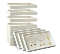 Confezione da 12 vassoi per gioielli in velluto, 21,1 x 12,7 x 2,5 cm, inserti organizer premium impilabili per cassetti portaoggetti per donne e ragazze, vassoi beige per esposizione e conservazione