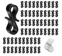 Confezione da 120 mini ganci a S in plastica per luci esterne, resistenti alle intemperie, colore nero, con facile installazione senza attrezzi per decorazioni natalizie o stringhe
