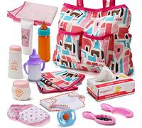 Confezione da 13 accessori per bambola, Set pappa e cura, Include borsa per i pannolini, pannolino per bambola, biberon magici, fasciatoio bambole, Set gioco simulazione, Idea regalo giocattoli