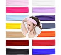 Confezione da 14 fasce per capelli da yoga in cotone, elastiche antisudore per donne e ragazze, ideali per danza, pilates e fitness.