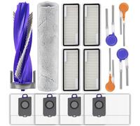 Confezione da 14 pezzi di ricambio Flow compatibili con robot aspirapolvere Narwal Flow, 1 spazzola a rullo, 1 mocio a pista, 4 spazzole laterali, 4 filtri HEPA, 4 sacchetti per la polvere, kit di