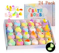 Confezione da 15/24 Bombe da Bagno per Bambini con Sorpresa all'Interno, Bombe Effervescenti Naturali e Biologiche per Bagnetto per Bambine e Bambini